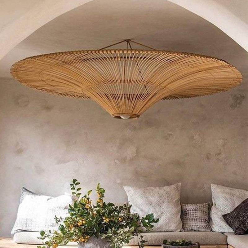 Modern Large Rattan Pendant Light – Woven Ceiling Lampshade