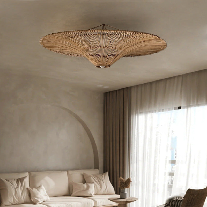 Modern Large Rattan Pendant Light – Woven Ceiling Lampshade