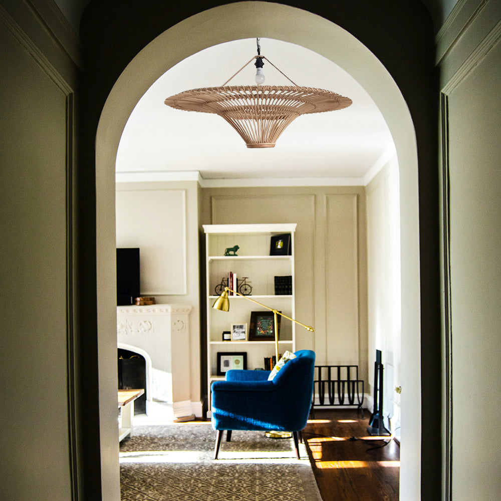 Modern Large Rattan Pendant Light – Woven Ceiling Lampshade