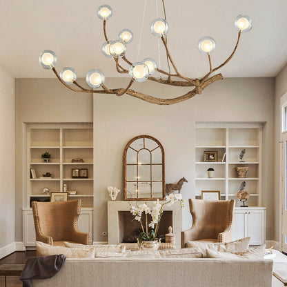Organic Branch Chandelier - Modern Tree Branch Light with Glass Globes