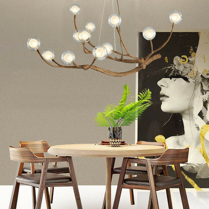 Organic Branch Chandelier - Modern Tree Branch Light with Glass Globes