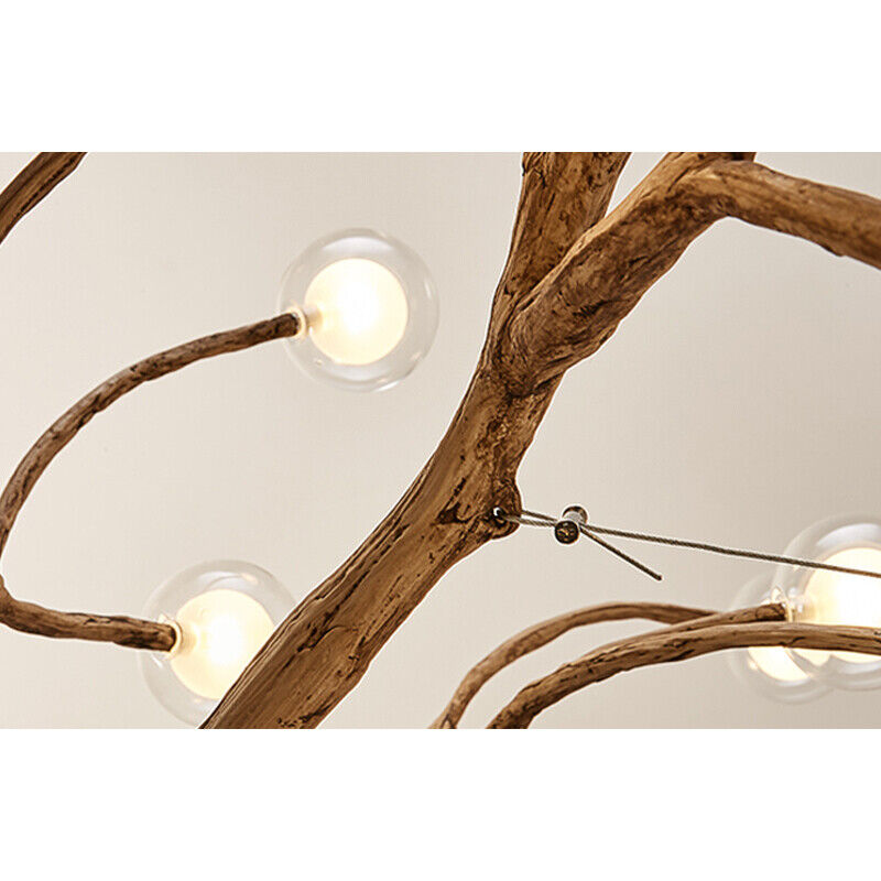 Organic Branch Chandelier - Modern Tree Branch Light with Glass Globes