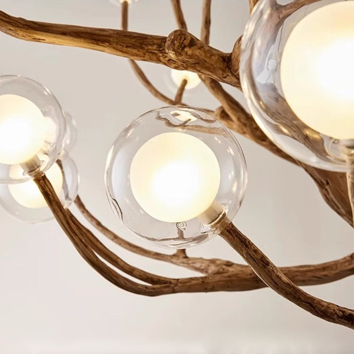 Organic Branch Chandelier - Modern Tree Branch Light with Glass Globes