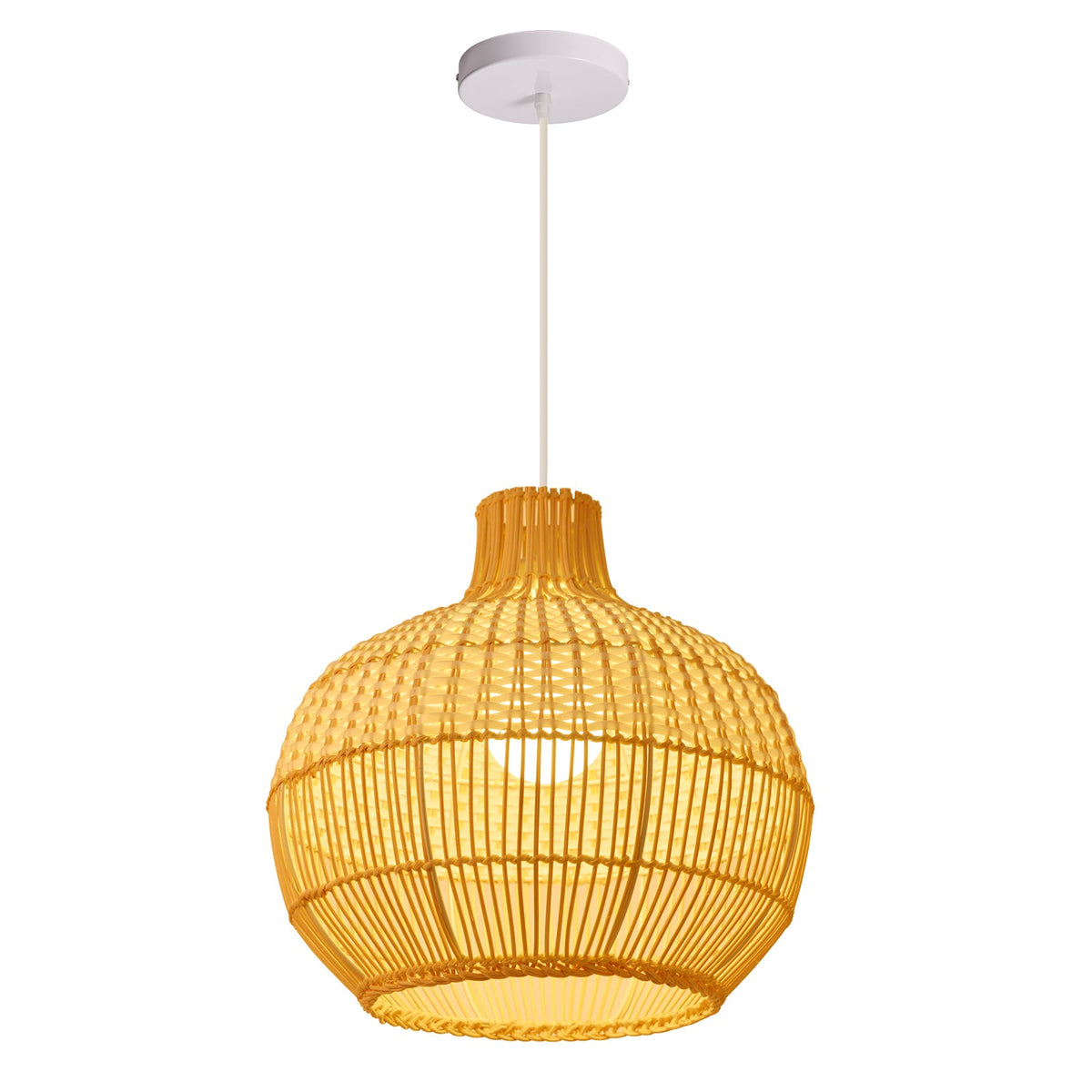 Handwoven Rattan Pendant Light for Kitchen Island – Boho Ceiling Lamp