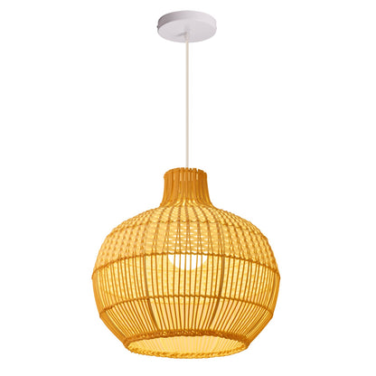 Handwoven Rattan Pendant Light for Kitchen Island – Boho Ceiling Lamp