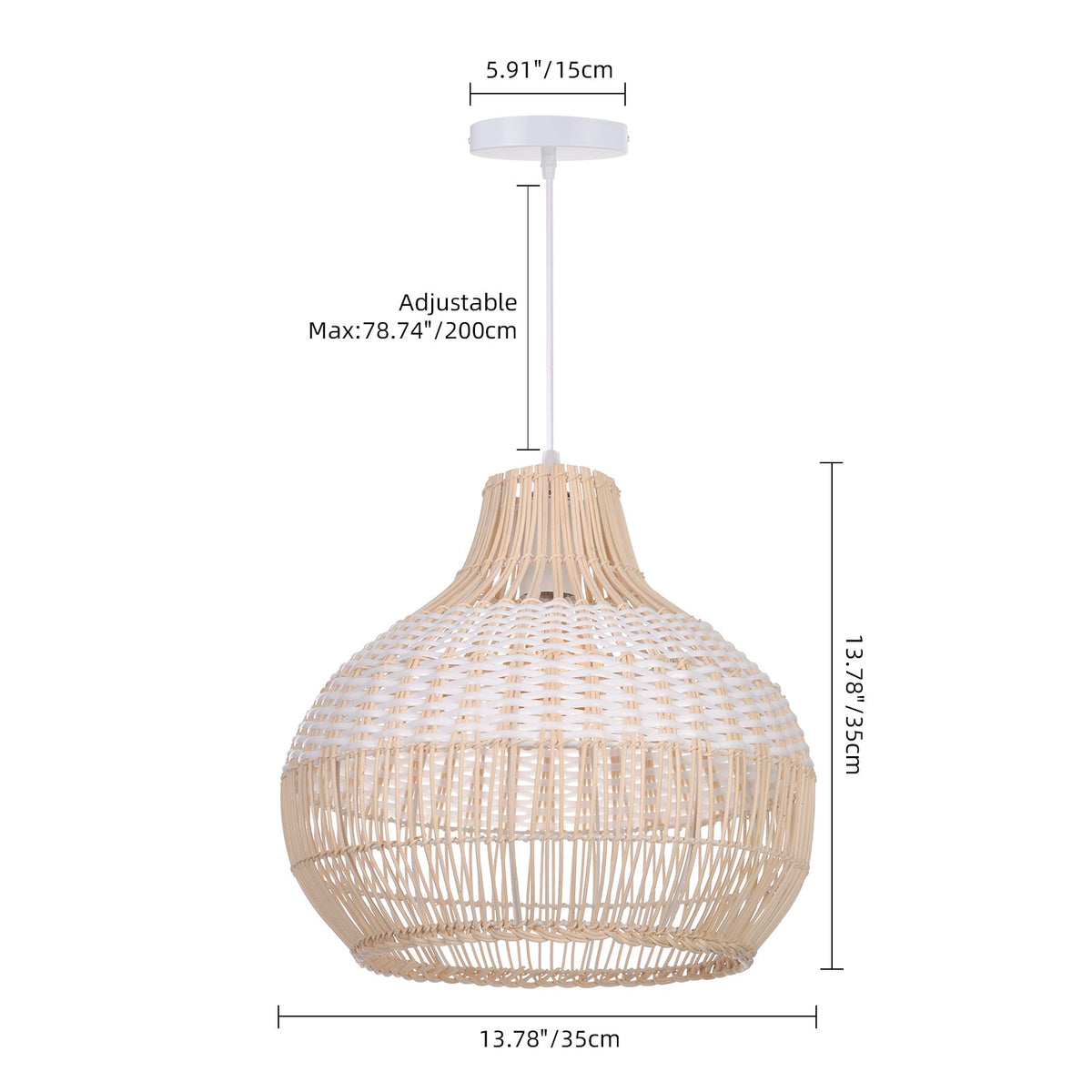 White Rattan Pendant Light Woven Rattan Lampshade
