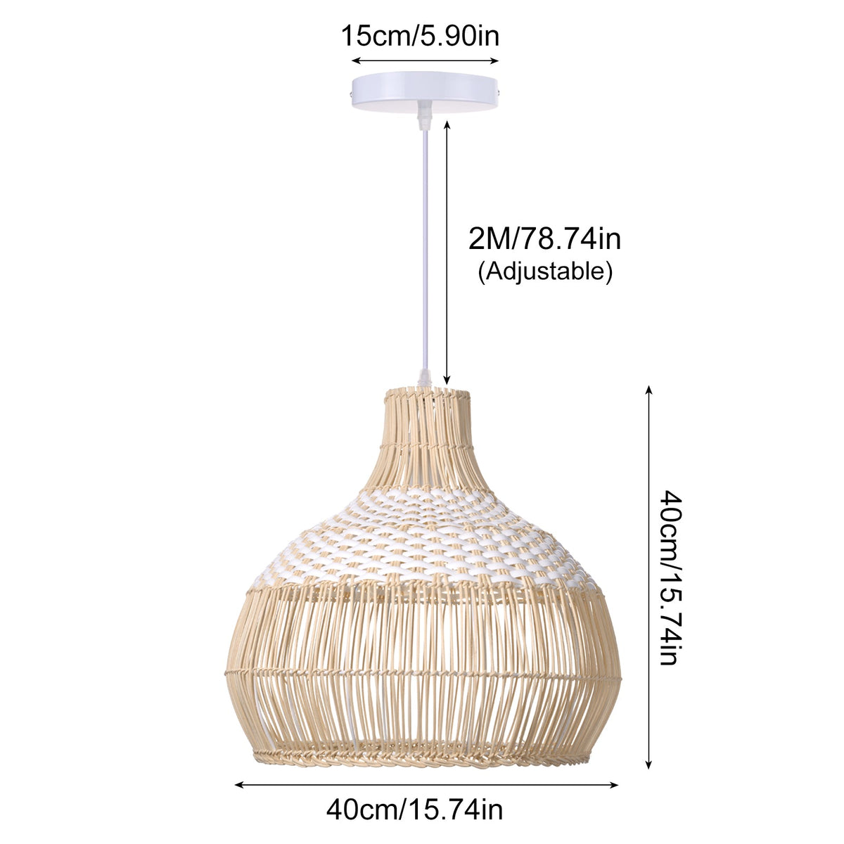 White Rattan Pendant Light Woven Rattan Lampshade