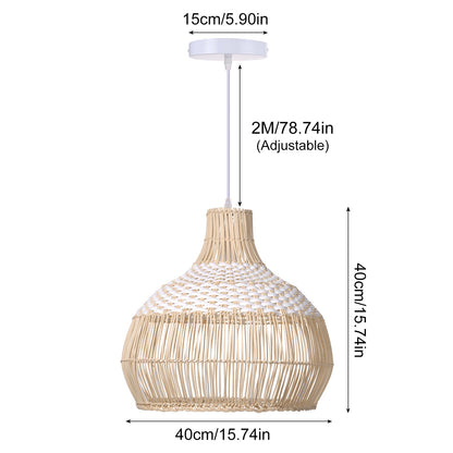 White Rattan Pendant Light Woven Rattan Lampshade