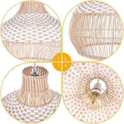 White Rattan Pendant Light Woven Rattan Lampshade
