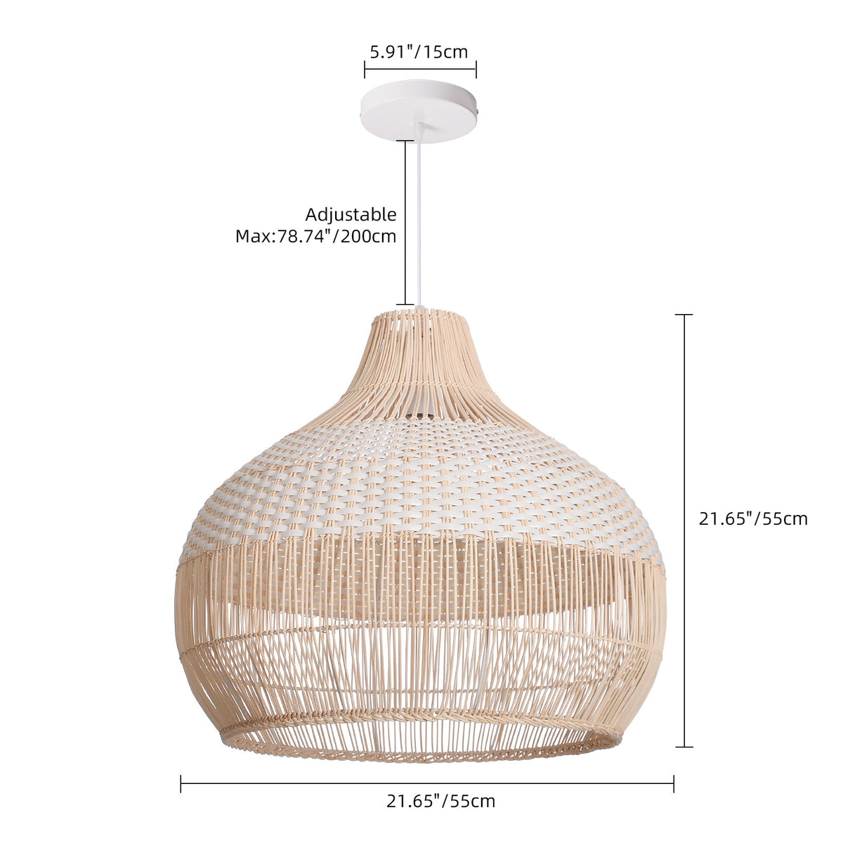 White Rattan Pendant Light Woven Rattan Lampshade