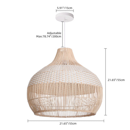 White Rattan Pendant Light Woven Rattan Lampshade