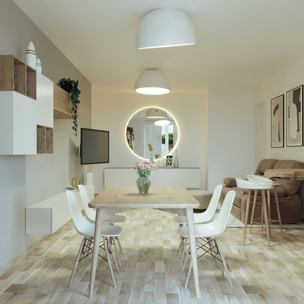 ARDEN Wood-Tone Metal Ceiling Light