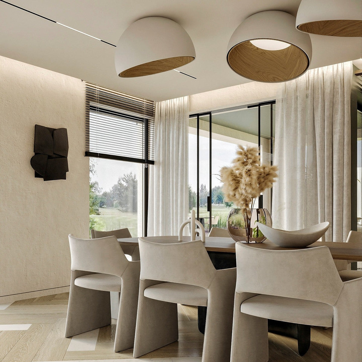 ARDEN Wood-Tone Metal Ceiling Light