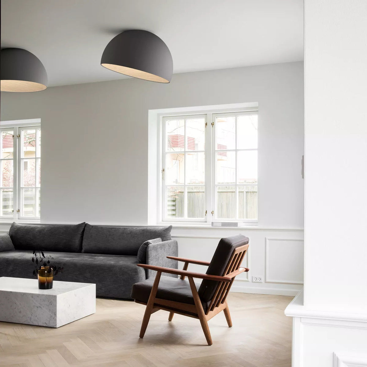 ARDEN Wood-Tone Metal Ceiling Light