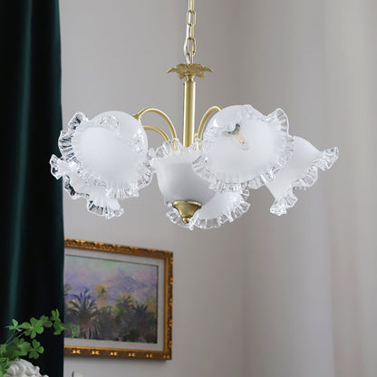 GIGLIO White Glass Flower Chandelier