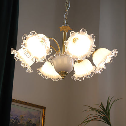 GIGLIO White Glass Flower Chandelier