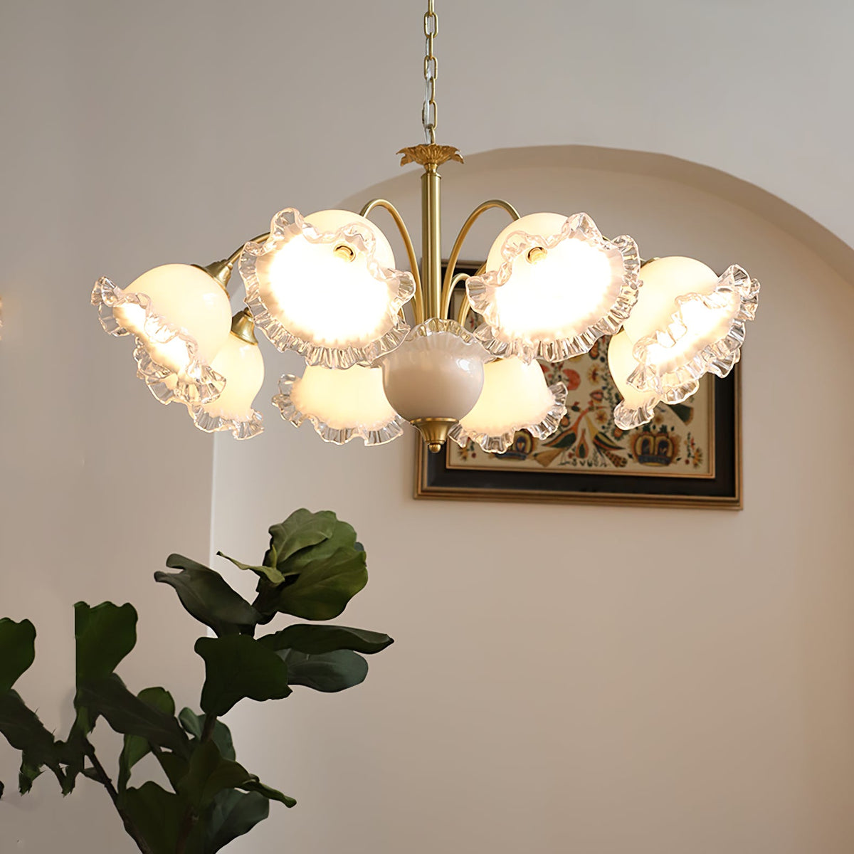 GIGLIO White Glass Flower Chandelier