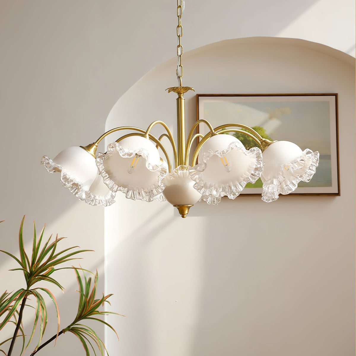 GIGLIO White Glass Flower Chandelier