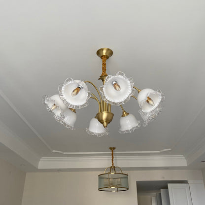 GIGLIO White Glass Flower Chandelier