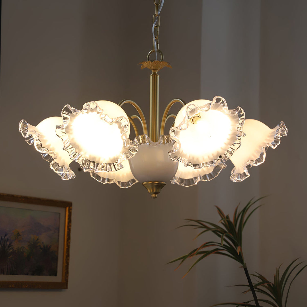 GIGLIO White Glass Flower Chandelier