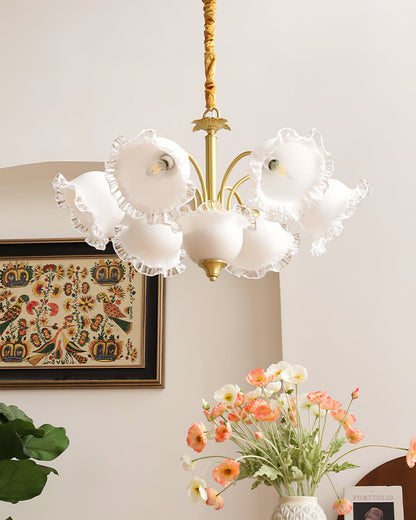 GIGLIO White Glass Flower Chandelier
