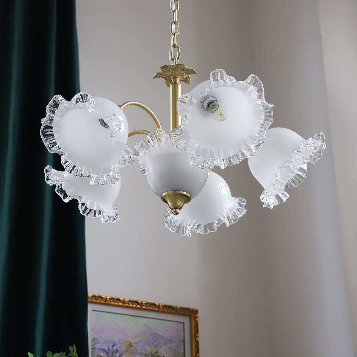 GIGLIO White Glass Flower Chandelier