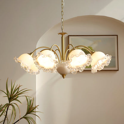 GIGLIO White Glass Flower Chandelier