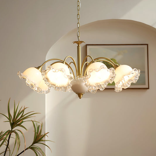 GIGLIO White Glass Flower Chandelier