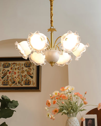 GIGLIO White Glass Flower Chandelier