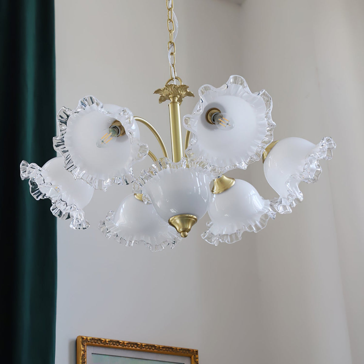 GIGLIO White Glass Flower Chandelier