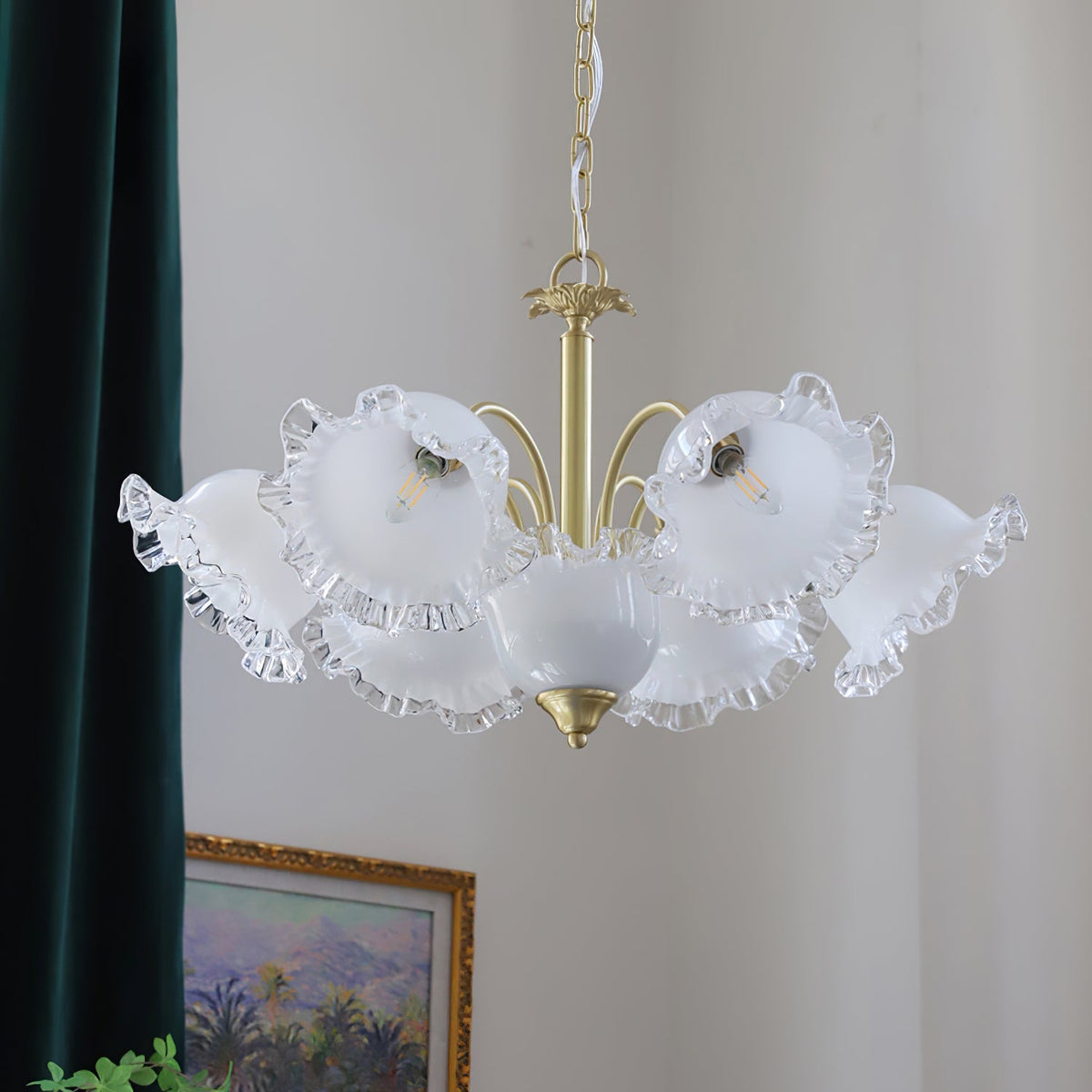 GIGLIO White Glass Flower Chandelier