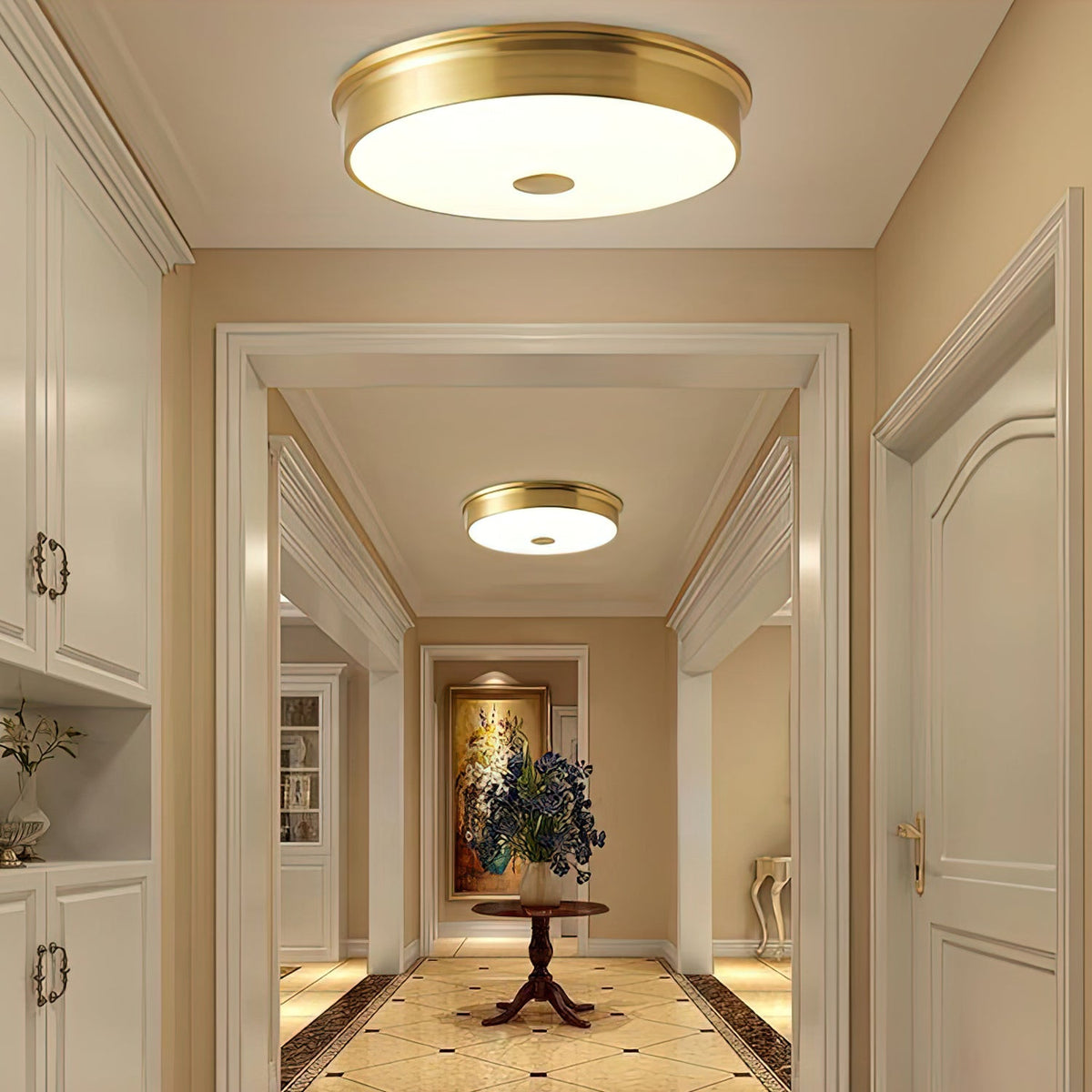 VERELLE Aged Brass Flush Mount Ceiling Light