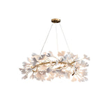 GINKA Gold & White Ginkgo Leaf Flush Mount Chandelier