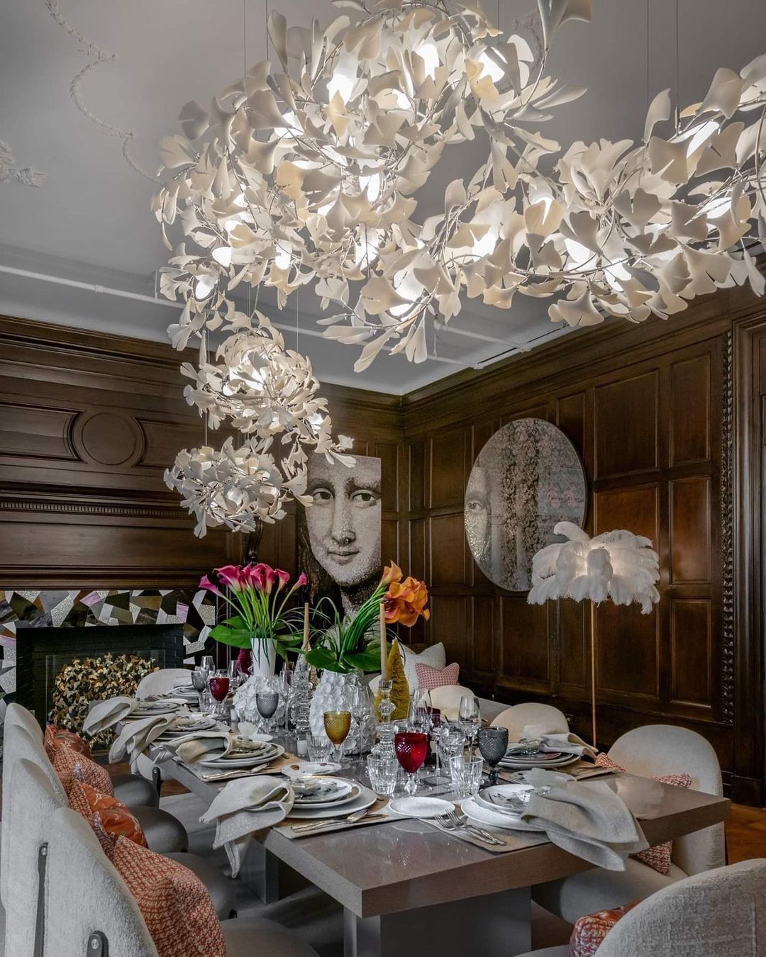 KYOMI Porcelain Ginkgo Leaf Cluster Chandelier