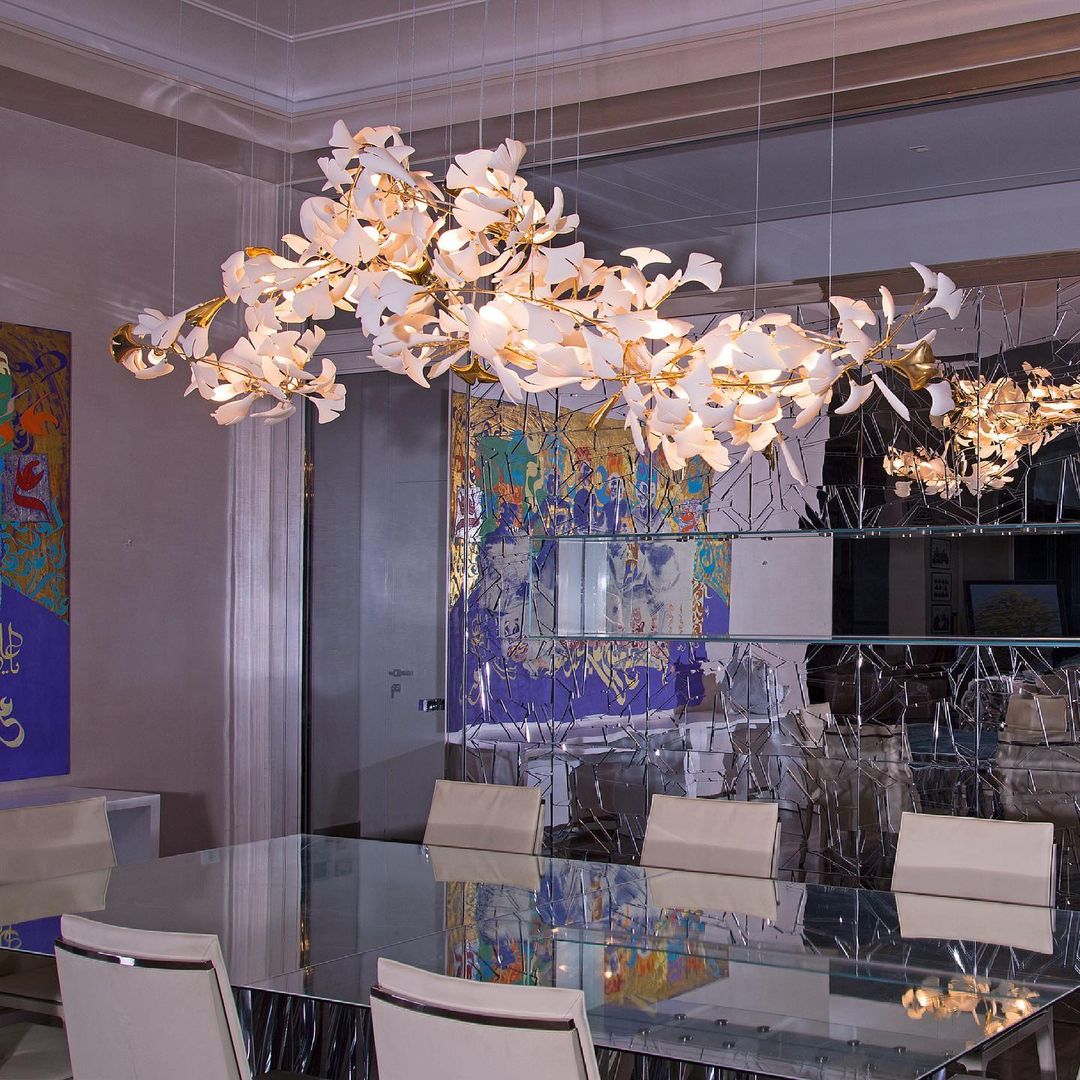 KYOMI Porcelain Ginkgo Leaf Cluster Chandelier