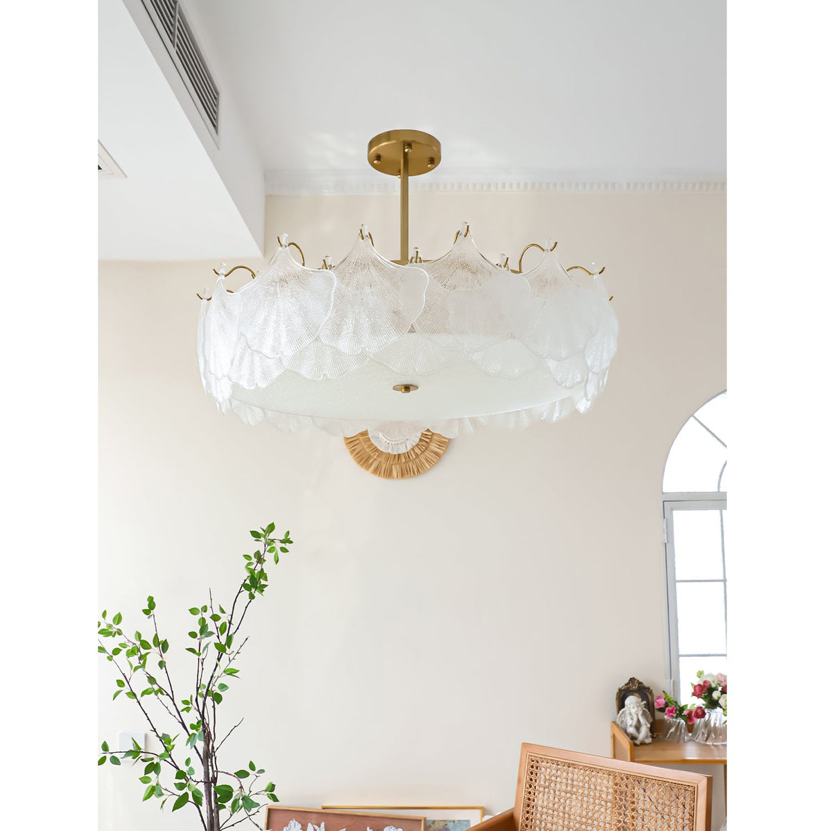 Ginkgo Leaves Glass Flush Mount