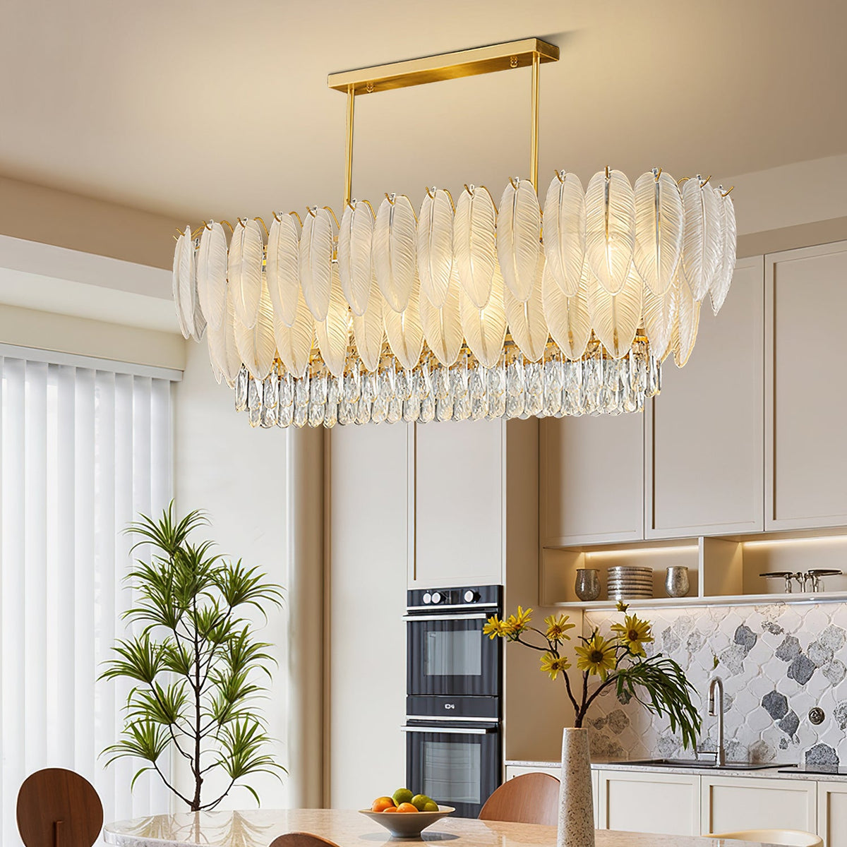 PIUMA White Feather Crystal Chandelier