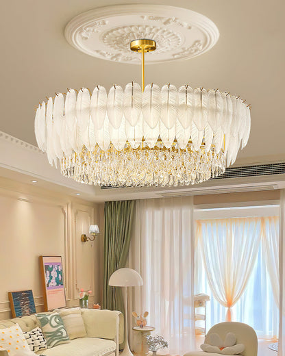 PIUMA White Feather Crystal Chandelier