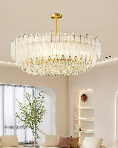 PIUMA White Feather Crystal Chandelier
