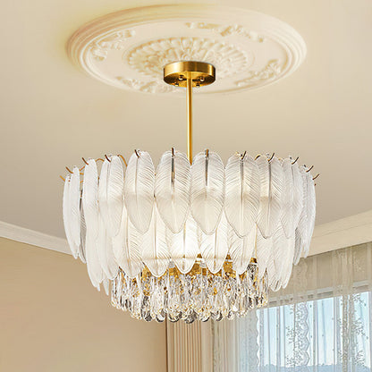 PIUMA White Feather Crystal Chandelier