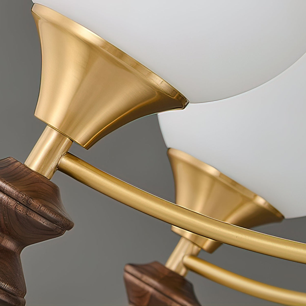 BOSCHETTO Walnut & Brass Globe Chandelier