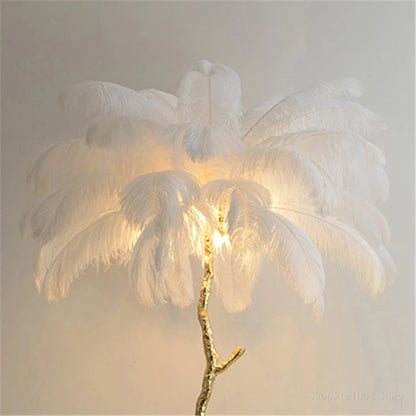 Ostrich Feather Brass Tabel Lamp