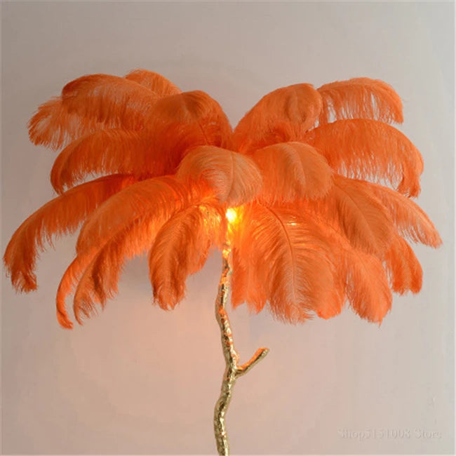 Ostrich Feather Brass Tabel Lamp