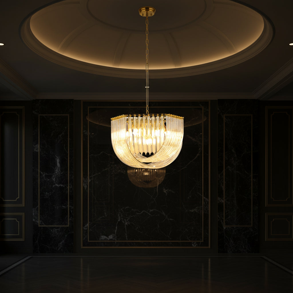 Aurora Gold Crystal Halo Chandelier