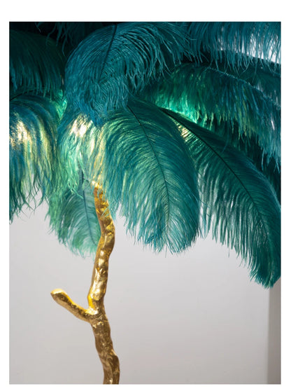 Ostrich Feather Brass Tabel Lamp