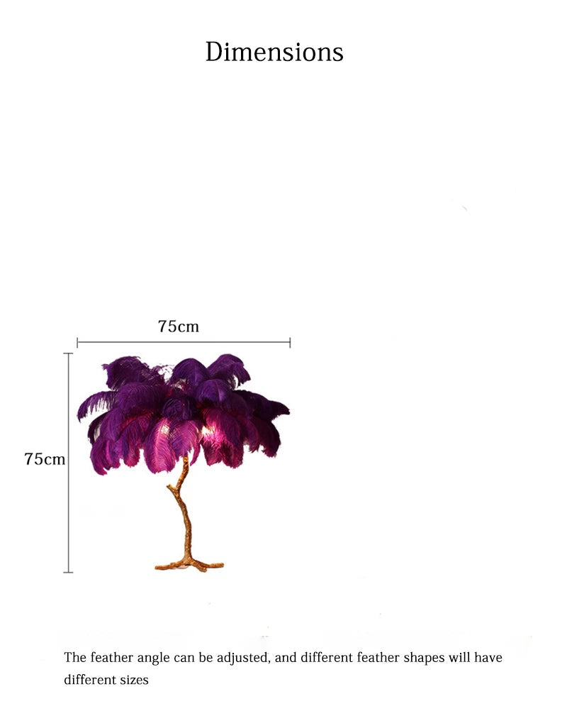 Ostrich Feather Brass Tabel Lamp