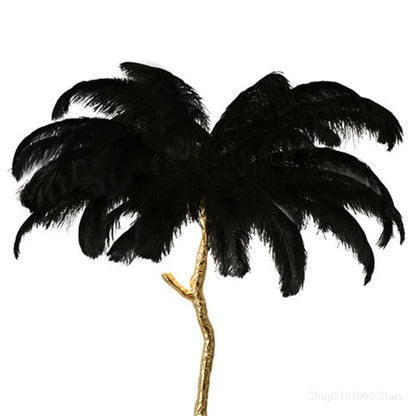 Ostrich Feather Brass Floor Lamp