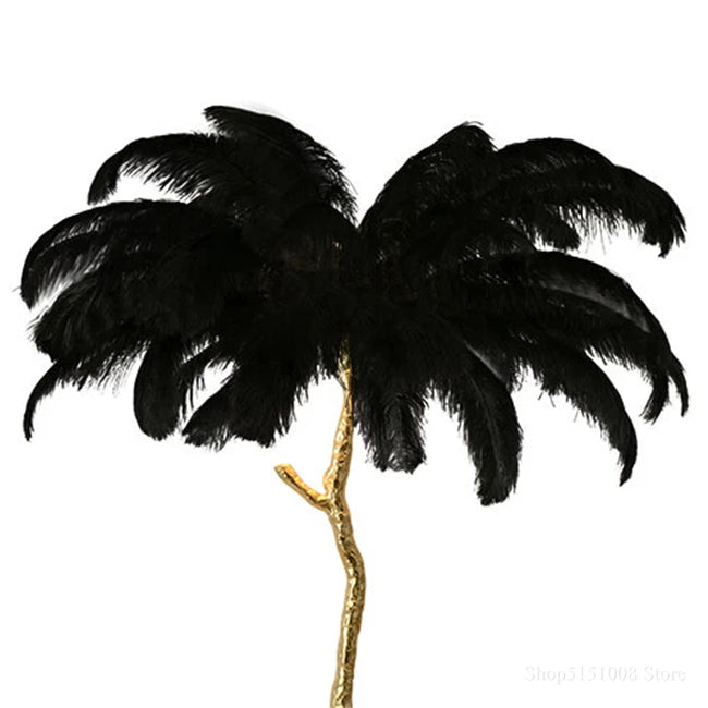 Ostrich Feather Brass Tabel Lamp