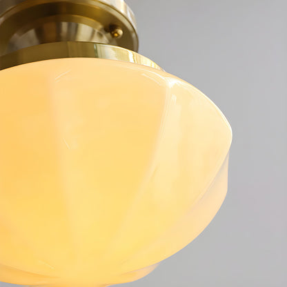 OPALINE Brass & Milk Glass Ceiling Light