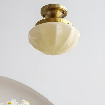 OPALINE Brass & Milk Glass Ceiling Light